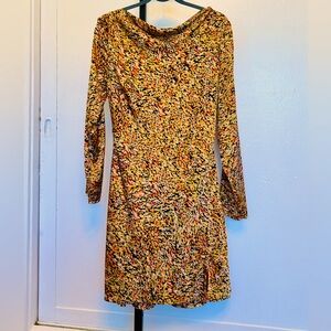 Astr Long Sleeve Mini Dress in Yellow Multi Print